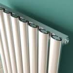 Chromecast radiator with multiple panels for home heating, modern heating system, sleek design, energy-efficient heating solution.