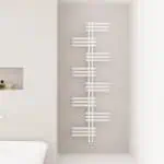 Stylish modern white radiator with unique geometric design for contemporary home decor.