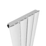 Aluminum panel radiator, modern white heating radiator for home or office heating systems.