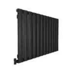 Modern black radiators for heating homes and commercial spaces.
