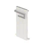 High-quality white retractable security barrier for retail and commercial use.