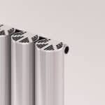 Metal radiator with modern design and sleek finish.