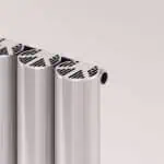 Metal radiator with modern design and sleek finish.