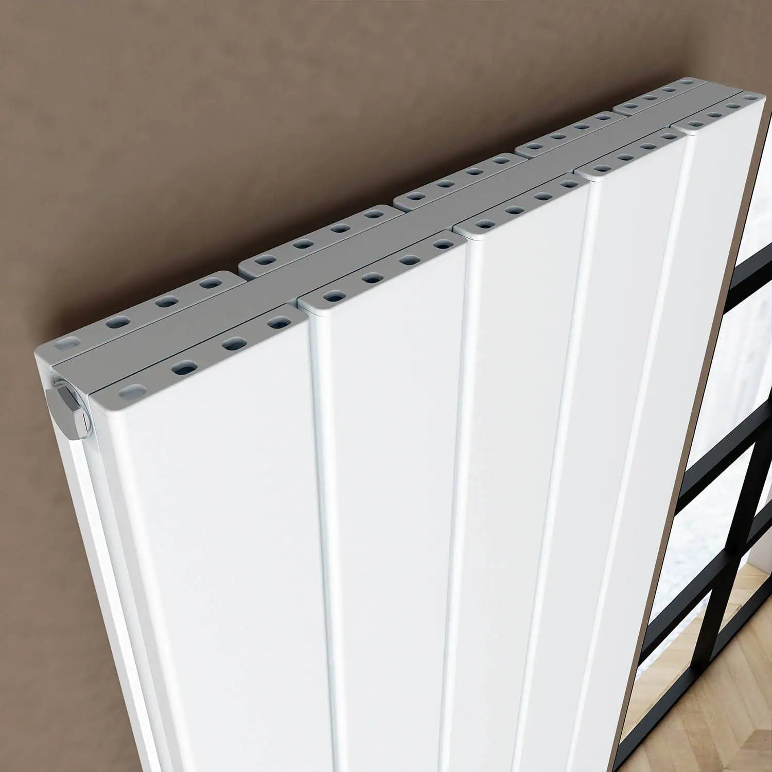 ANGERS DOUBLE DETAY TXW Efficient modern white radiator with adjustable valves, ideal for home heating solutions.