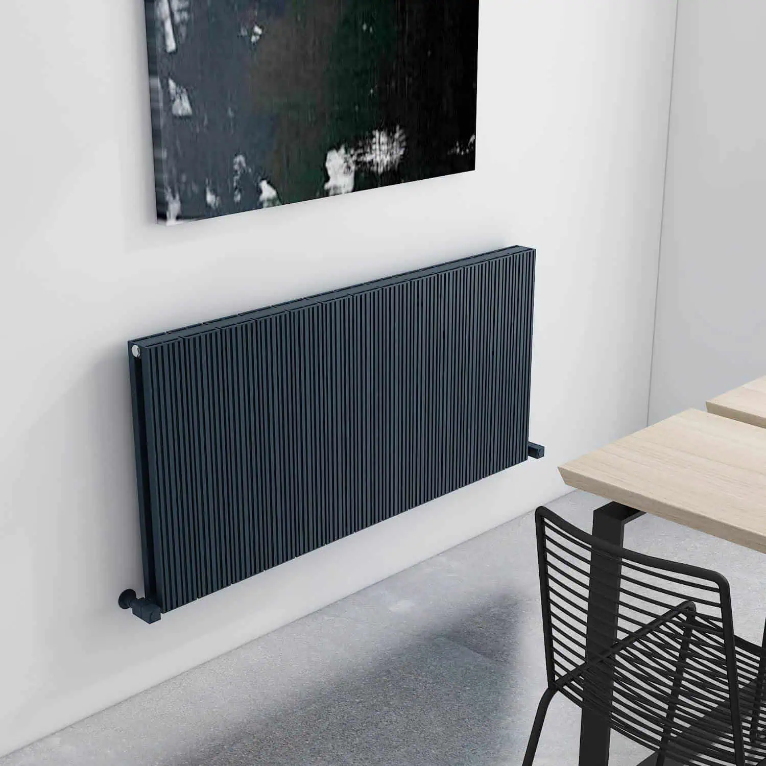 10MND06001230131410_11zon Sleek black modern radiator in contemporary interior design setting.