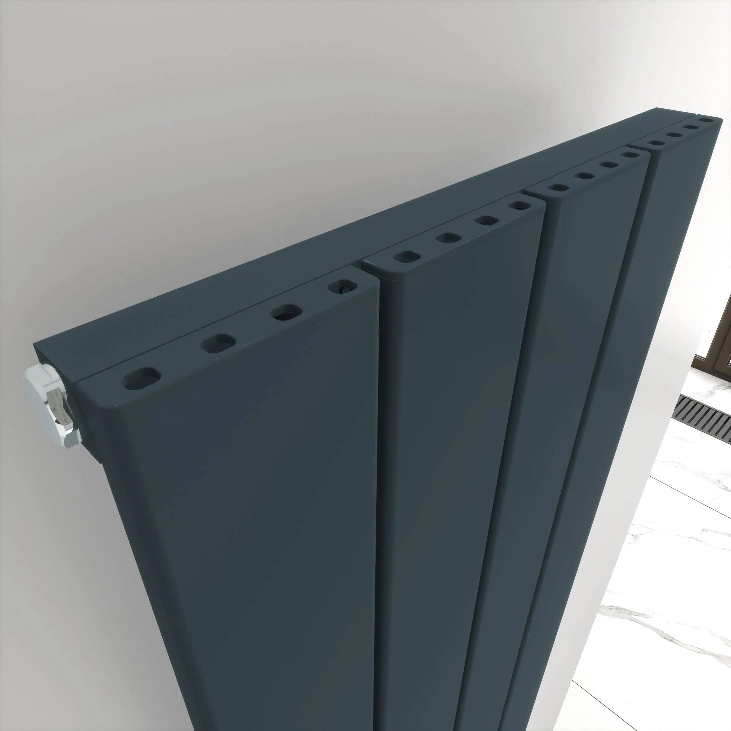 ANGERS DETAY TXA Modern black radiator, sleek and slim design, ideal for home heating solutions.