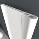 Radiator with modern design for heating, white panel heater with sleek appearance.