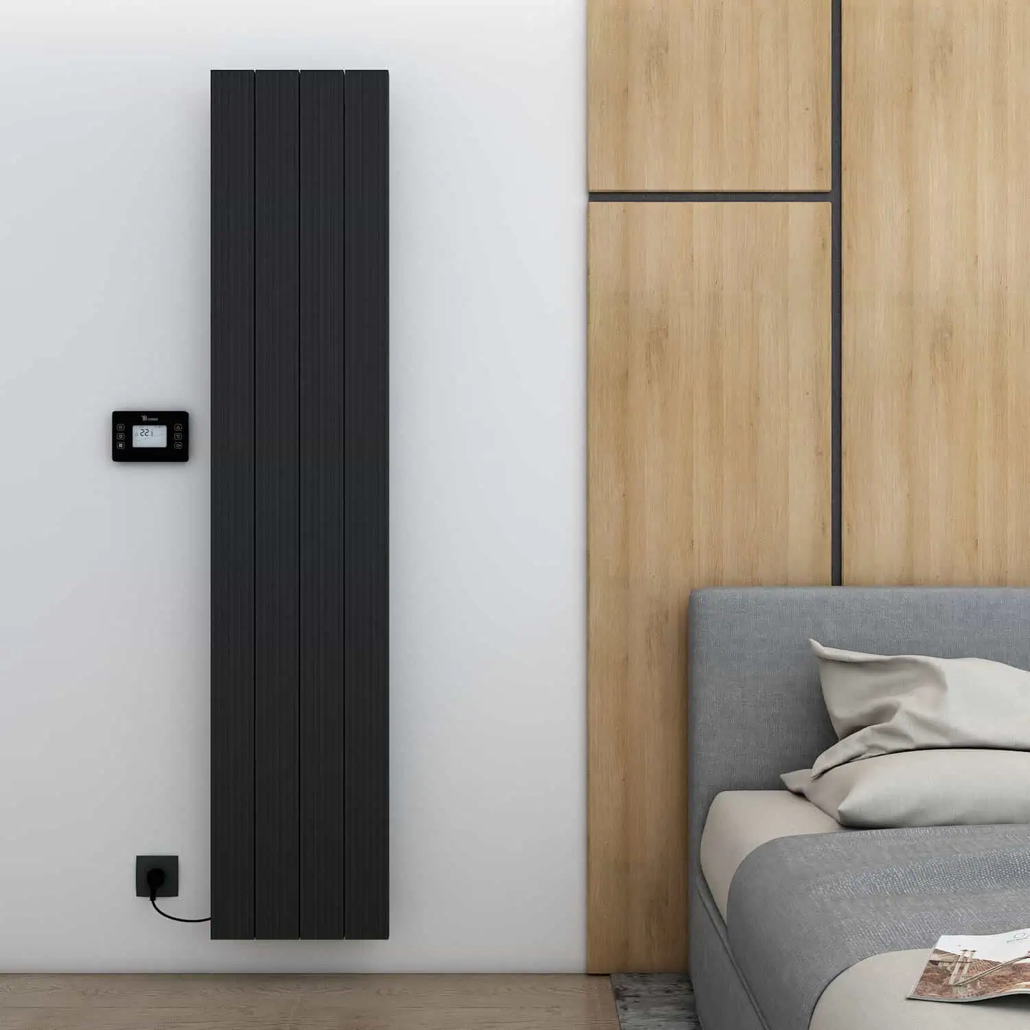 Carisa Boreas M Vertical Black Electric Radiator Carisa Boreas M Vertical Black Electric Radiator