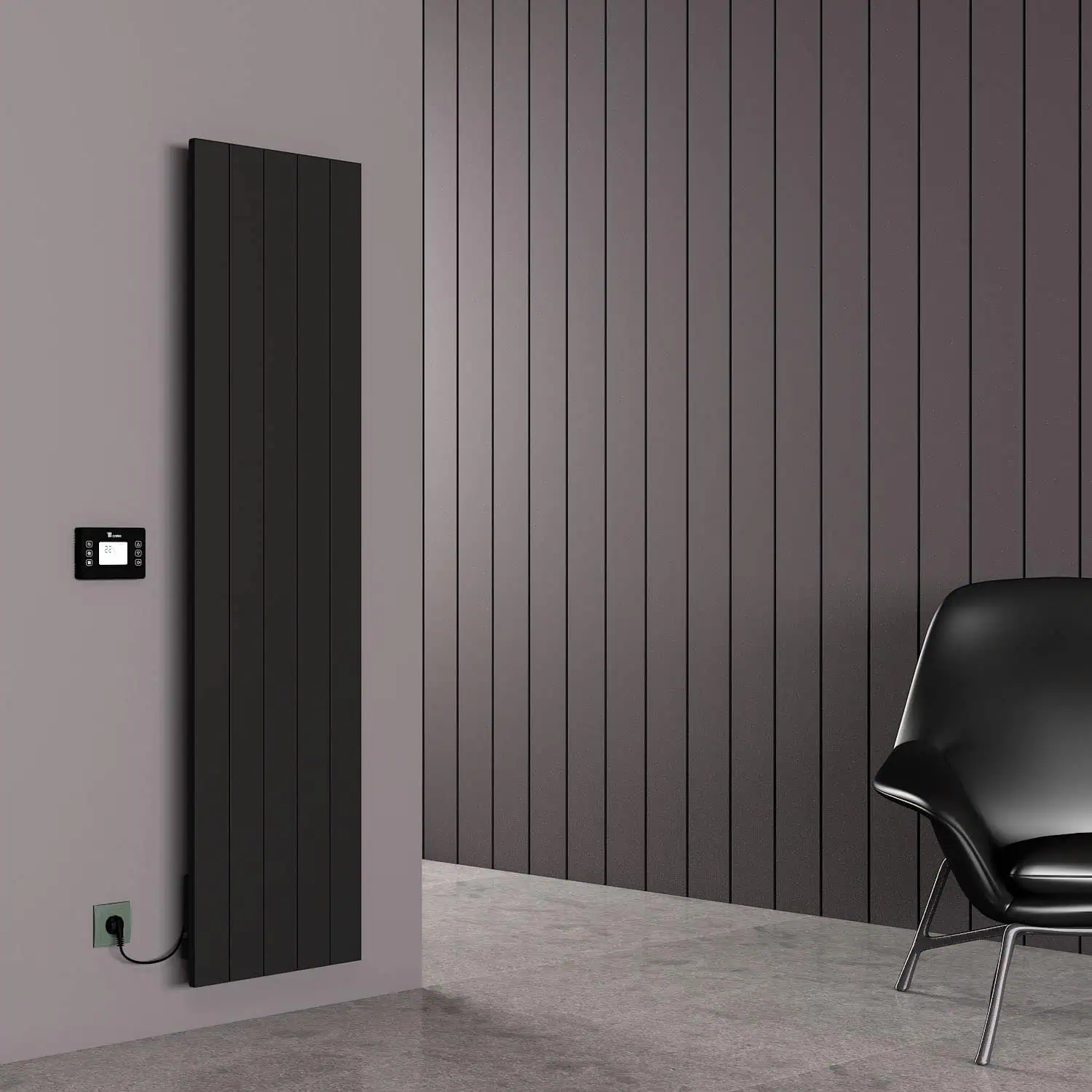 Carisa Boreas N Vertical Black Electric Radiator Carisa Boreas N Vertical Black Electric Radiator