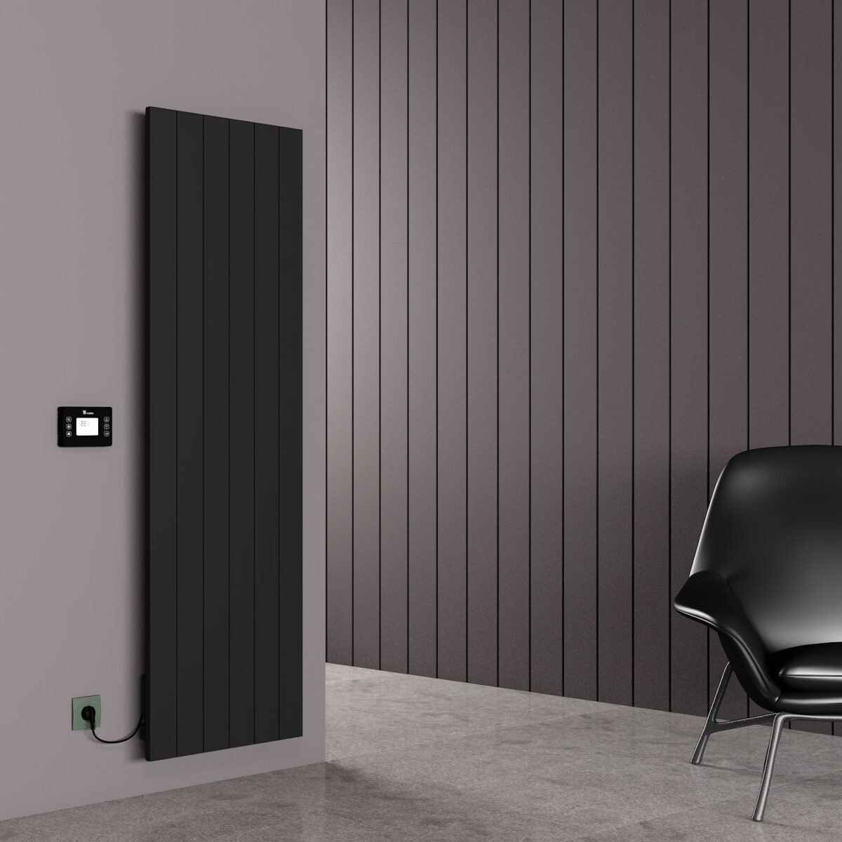 Carisa Boreas N Vertical Black Electric Radiator