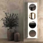 Versatile white circular mirror display with four mirrors, perfect for modern living spaces.