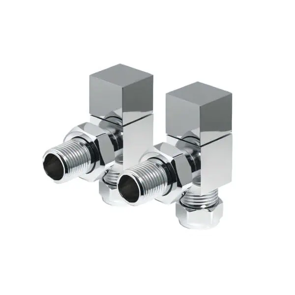 High-quality chrome industrial fittings, metal connectors for plumbing and hydraulic systems.