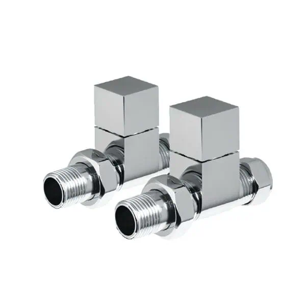 Precision chrome radiator valves for optimal heating control.