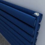 Blue radiator panels for heating systems at Poshrads UK.
