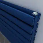 Blue radiator panels for heating systems at Poshrads UK.