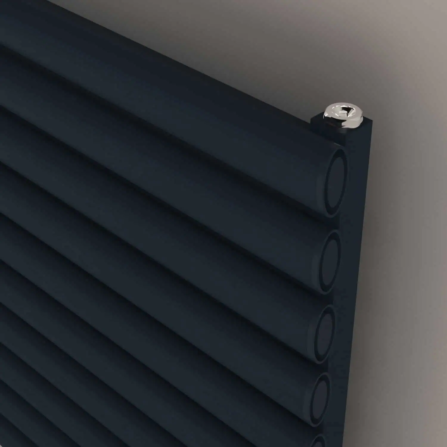 TALLIS XL DETAY TXA Black modern venetian radiator showcasing sleek design and efficient heating system.