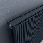 Modern black aluminum radiator for central heating systems.