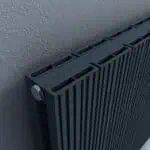 Modern black aluminum radiator for central heating systems.