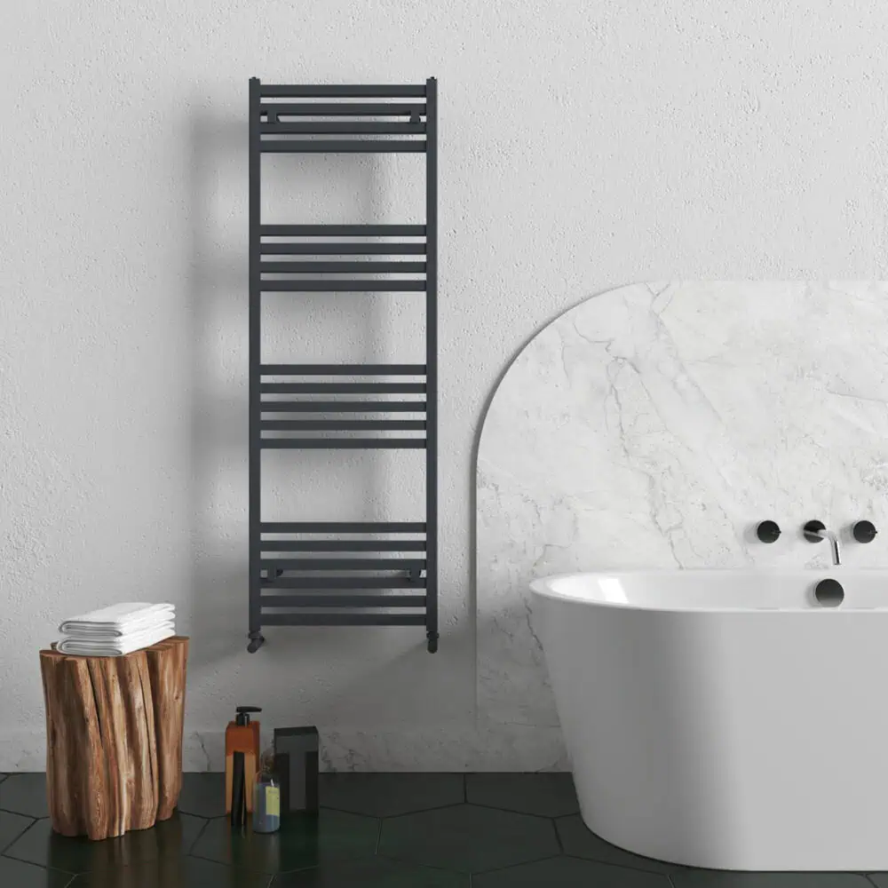 fame-1460x500-txa-min-1200x1200 Luxury modern bathroom with bathtub and heated towel rail, minimalist design, natural decor elements, tranquil space.