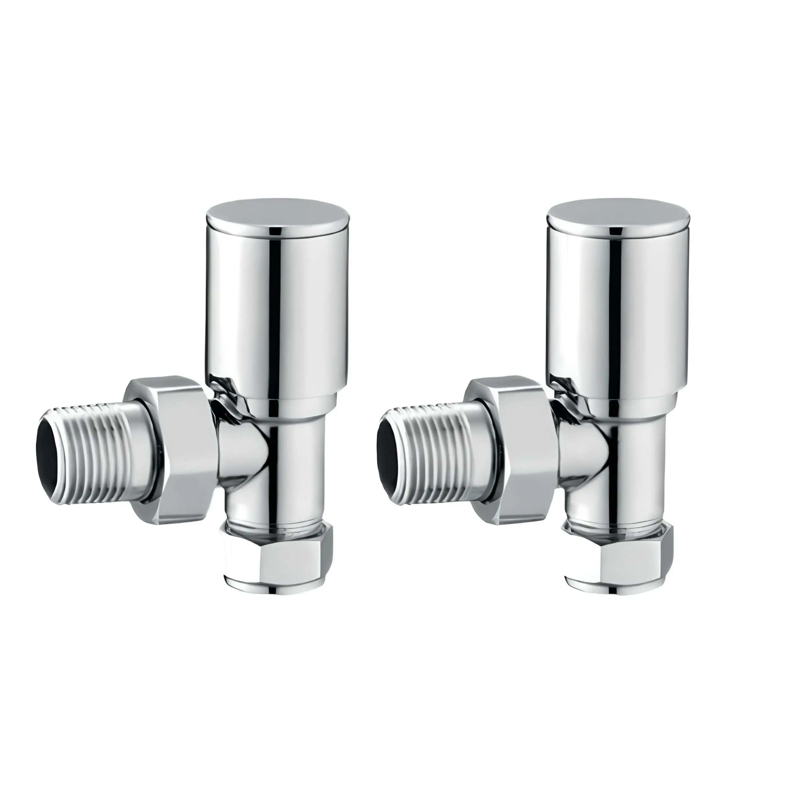 spera angled chrome 21100901 Polished chrome radiator valves for central heating systems.