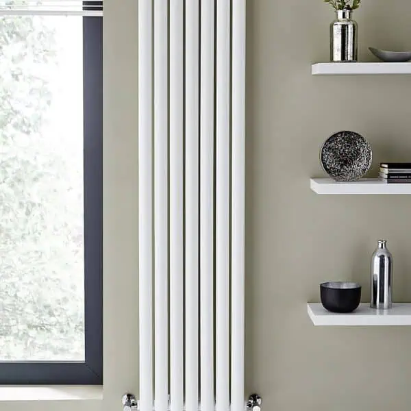 Elegant white radiator in modern interior decor.