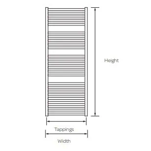 metro Innovative towel radiator design with sleek horizontal bars and precise measurements.