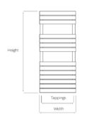 Heavy-duty metal radiator with detailed tapings and adjustable height for efficient heating.