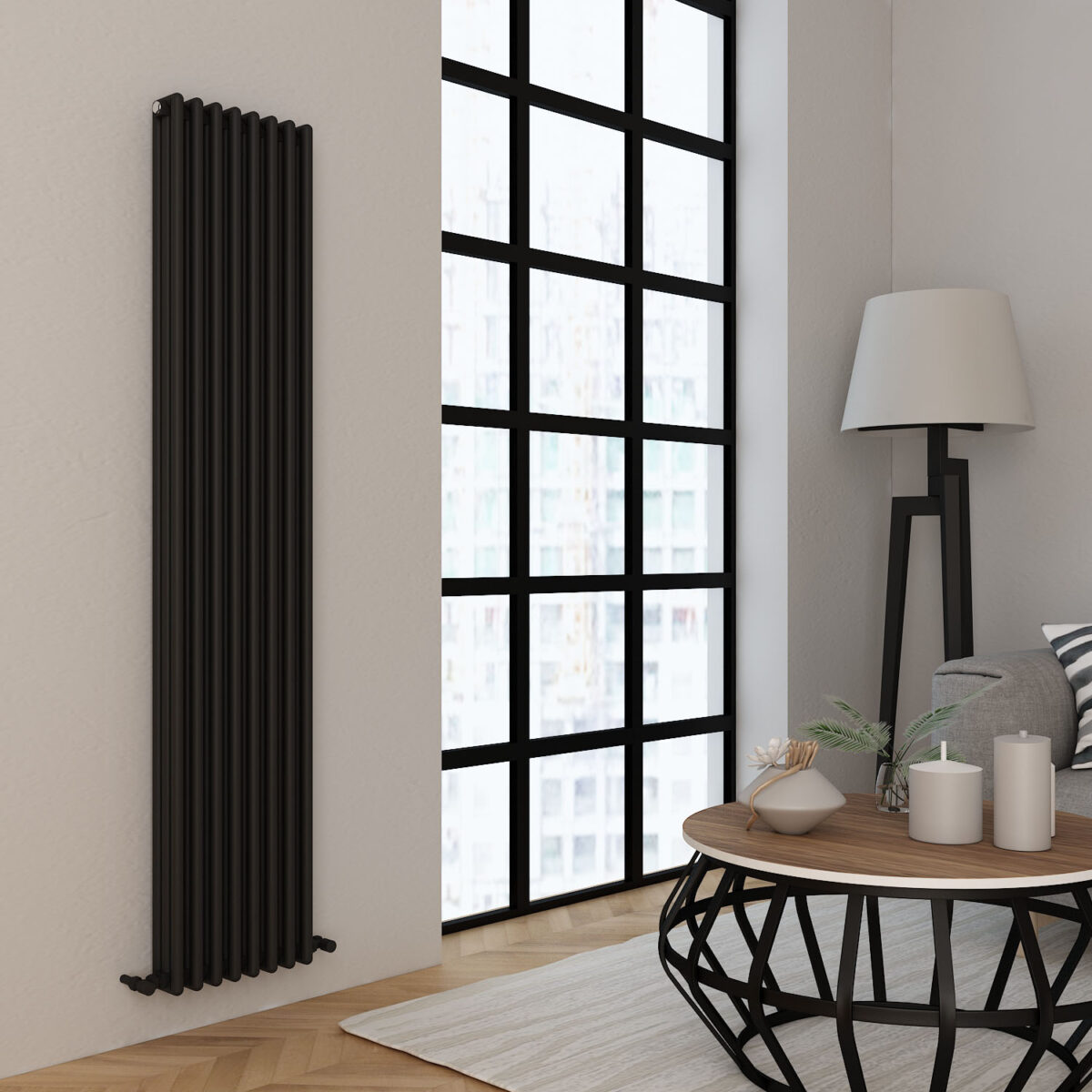 Carisa Tubulous Vertical Black Designer Radiator