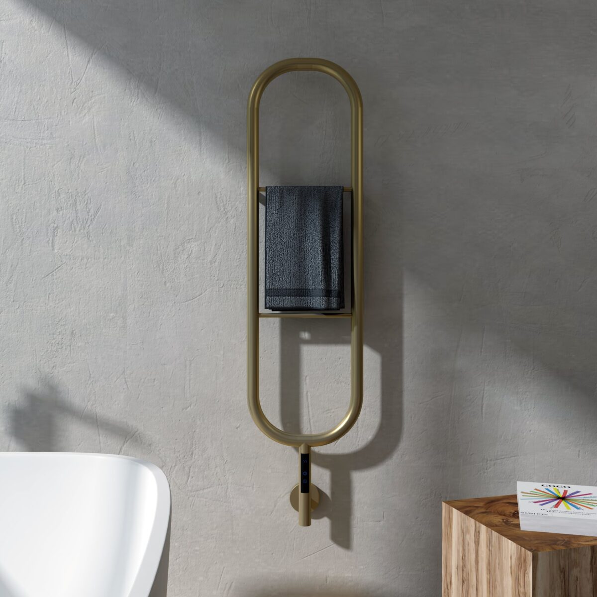 Carisa Felix Brushed Brass PVD Electric Designer Towel Rail