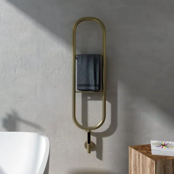 Felix Brushed Brass PVD Electric Designer Towel Rail