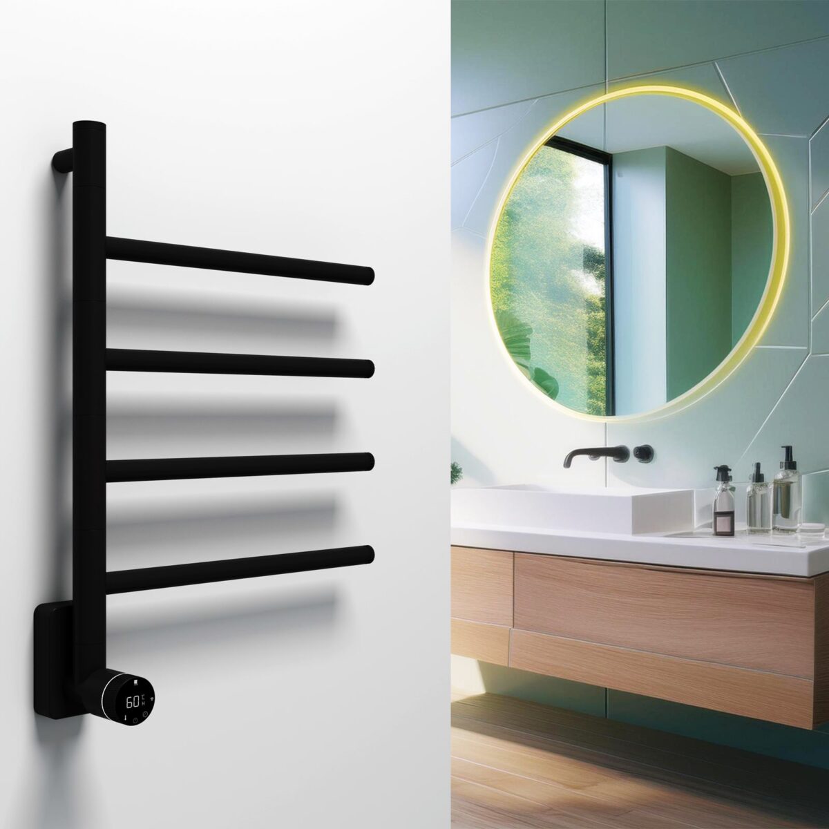 Carisa Neo Matt Black Electric Designer Towel Rail