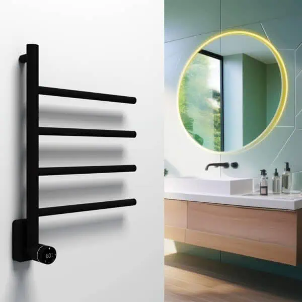Neo Matt Black Electric Designer Towel Rail