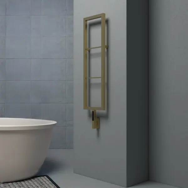 Vero Brushed Brass PVD Electric Designer Towel Rail