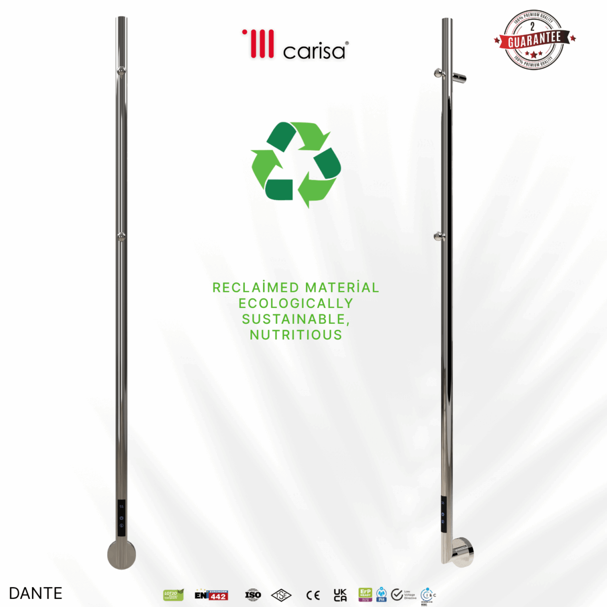 Carisa Dante Mirror Polished Electric Designer Towel Rail