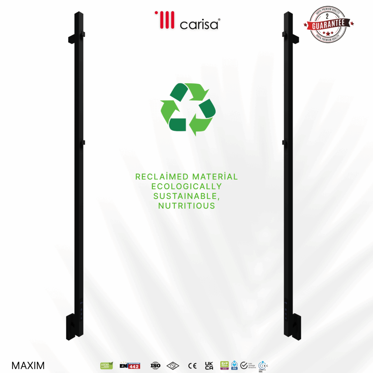 Carisa Maxim Mirror Polished Electric Designer Towel Rail