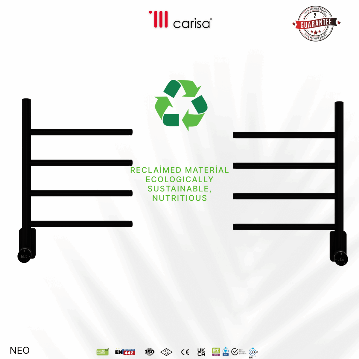 Carisa Neo Matt Black Electric Designer Towel Rail