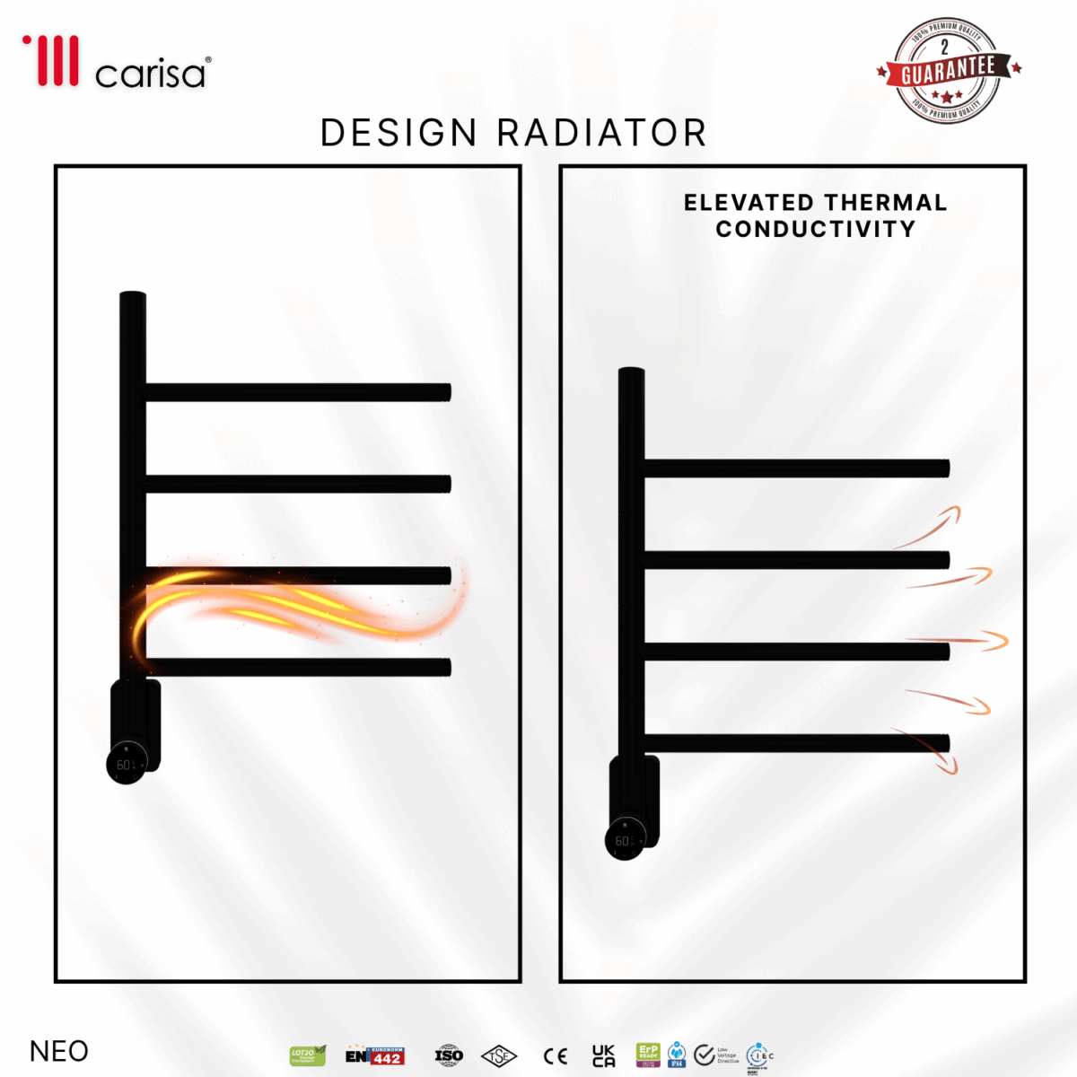 Carisa Neo Matt Black Electric Designer Towel Rail