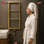 Carisa Vero Brushed Brass PVD Electric Designer Towel Rail - Image 5