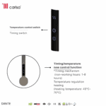 Temperature control switch for electric heating device.