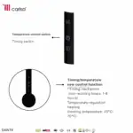 Digital temperature control switch for heater and timer, sleek black design.