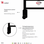 Switch thermostat control for electric heater, Carisa heat management system, temperature adjustment.