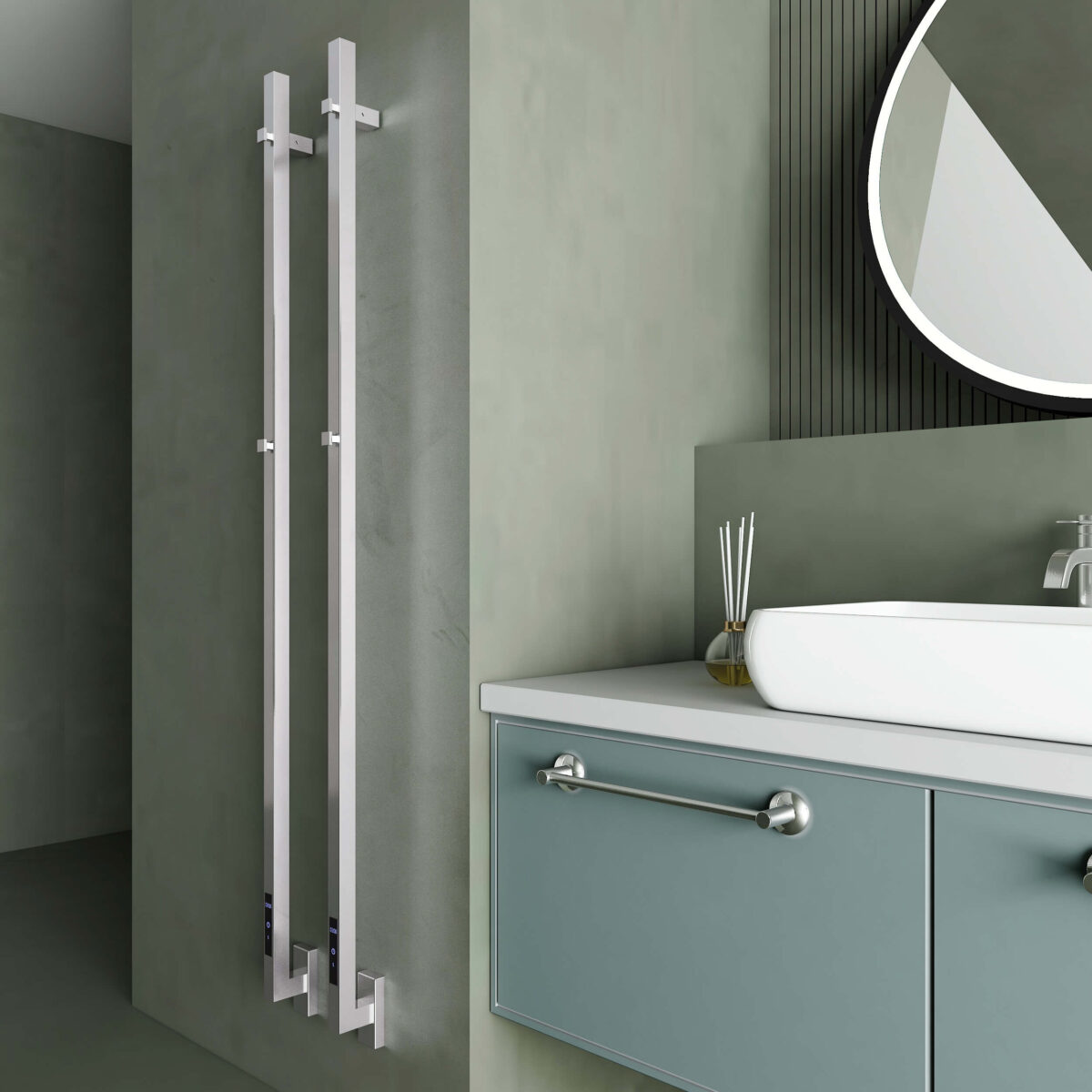 Carisa Maxim Mirror Polished Electric Designer Towel Rail