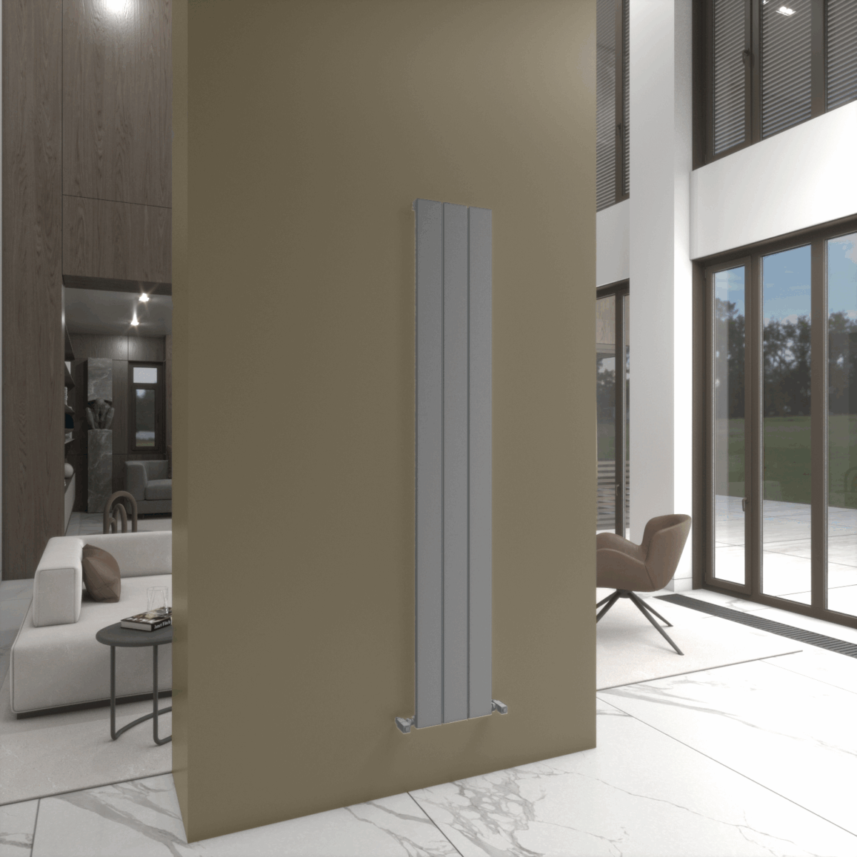 Carisa Angers Vertical Light Grey Designer Radiator