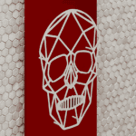 Skull wall art metal decoration, modern geometric skull design, stylish home decor, POSH RADS.