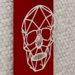 Skull wall art metal decoration, modern geometric skull design, stylish home decor, POSH RADS.